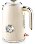 Electric Kettle 1.7 L Stainless Steel With Temperature Gauge Auto Shut-off Boil-dry Protection 1500 W Led Indicator Beig