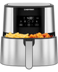 Chefman Turbofry Air Fryer With Basket Divider, 8 Qt Capacity - Stainless Steel, New