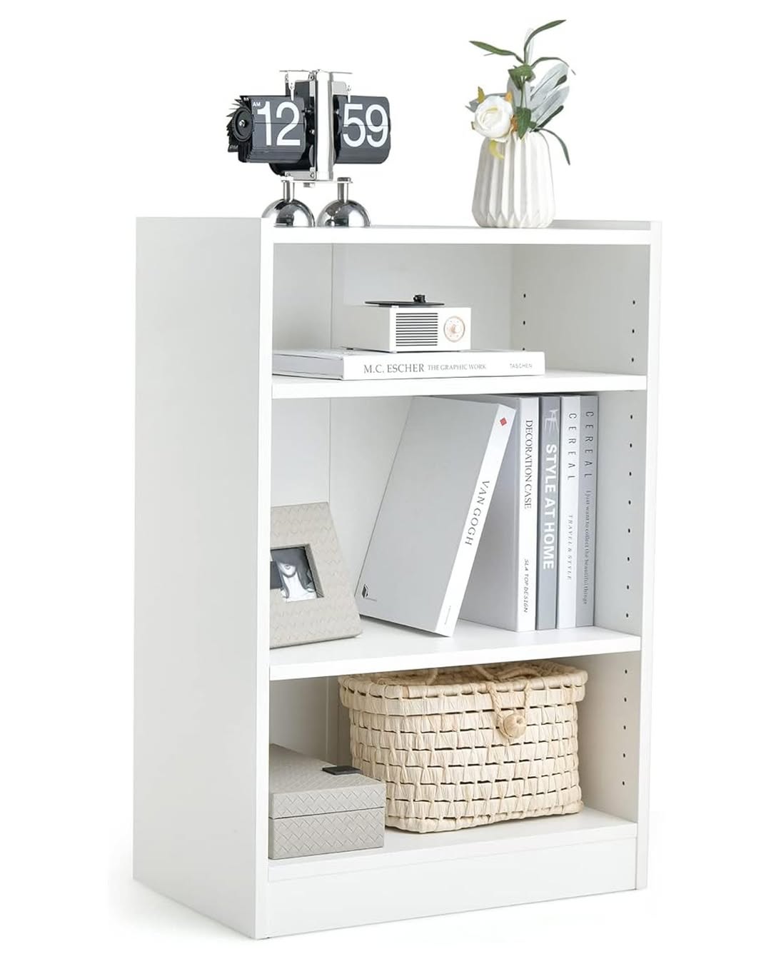 Wdzs 3 Tier Bookcase, Floor Standing Open Bookshelf With 18-position Adjustable Shelves, Anti-toppling Device, Modern Mu