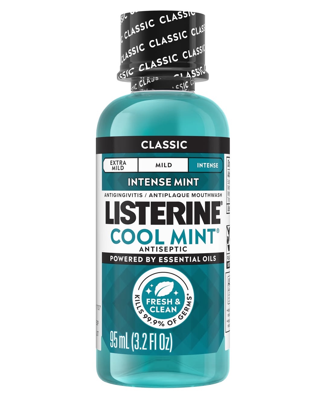 Listerine Cool Mint Intense Antiseptic Mouthwash, For Bad Breath & Plaque Oral Care, 3.2 Oz