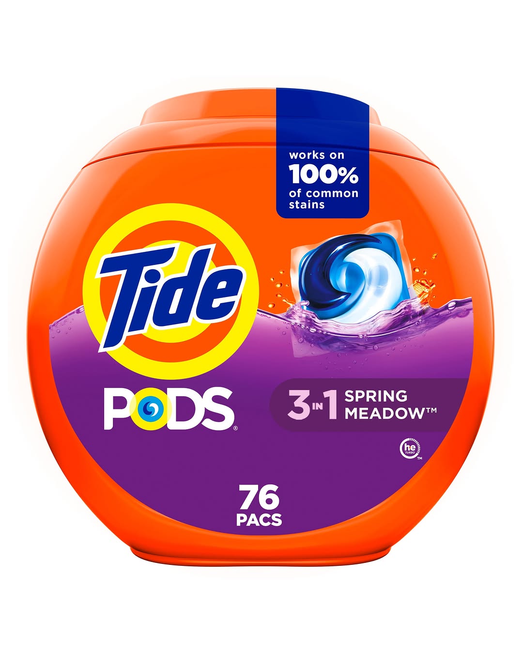 Tide Pods Laundry Detergent Soap Pacs, Spring Meadow Scent, 76 Count