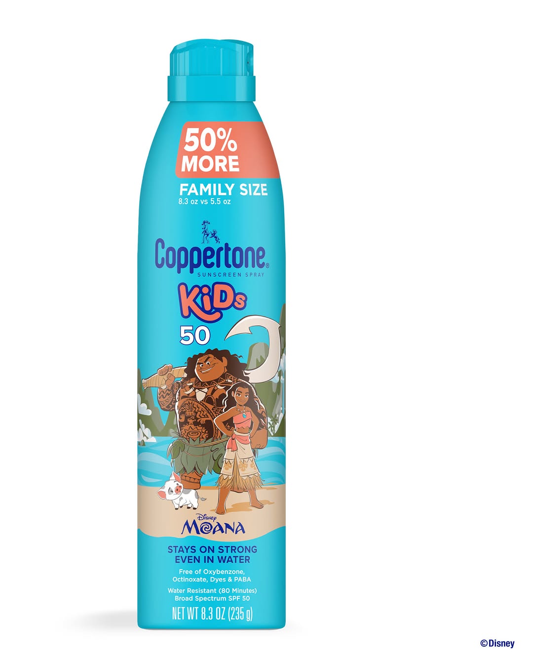Coppertone Kids Sunscreen Spray Spf 50, Water Resistant, Disney's Moana, 8.3 Oz Can