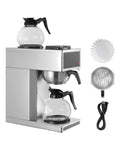 Commercial Coffee Brewer 12 Cup Coffee Machine With Dual Glass Carafes And Warming Plates Stainless Steel Drip Coffee Ma