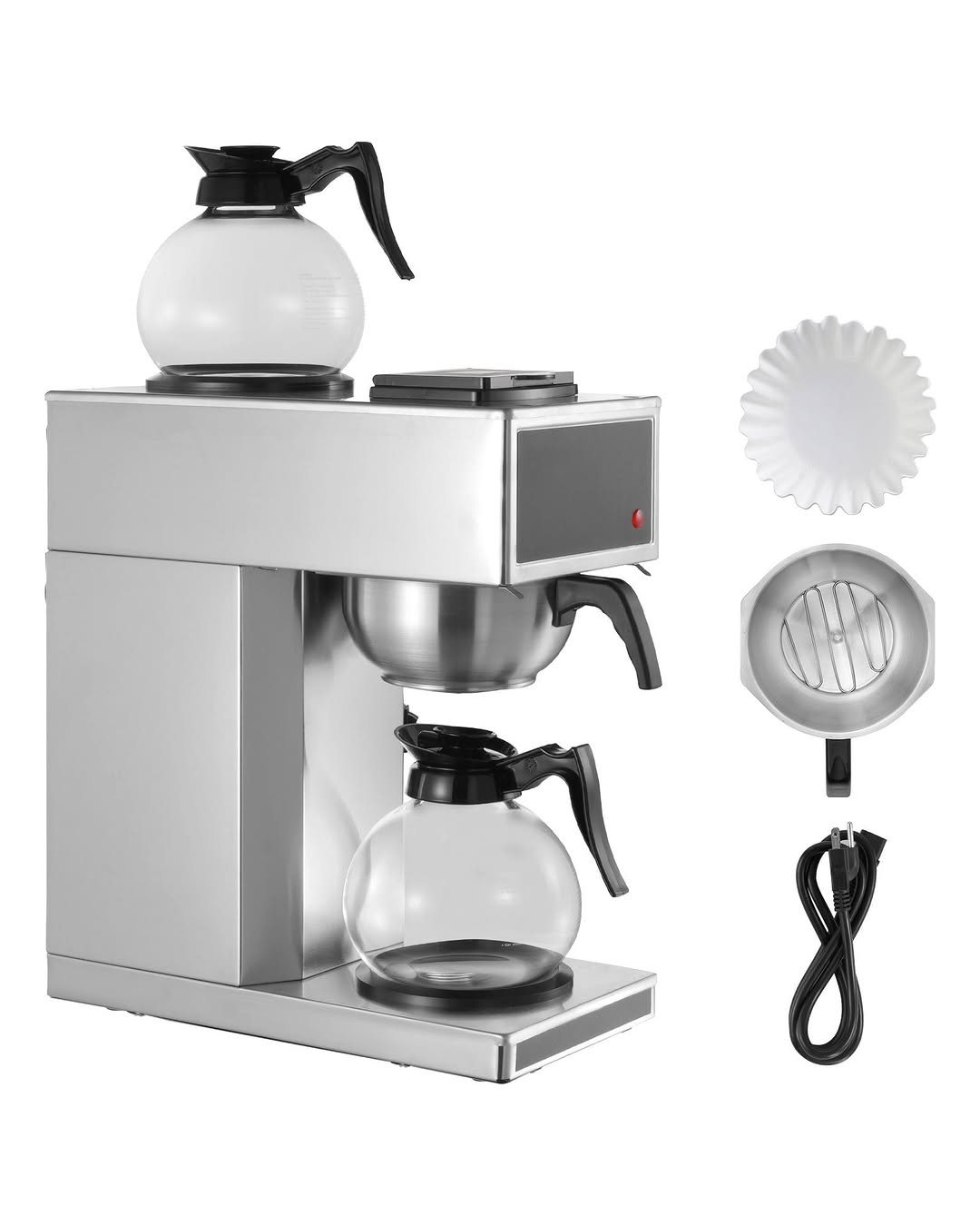 Commercial Coffee Brewer 12 Cup Coffee Machine With Dual Glass Carafes And Warming Plates Stainless Steel Drip Coffee Ma