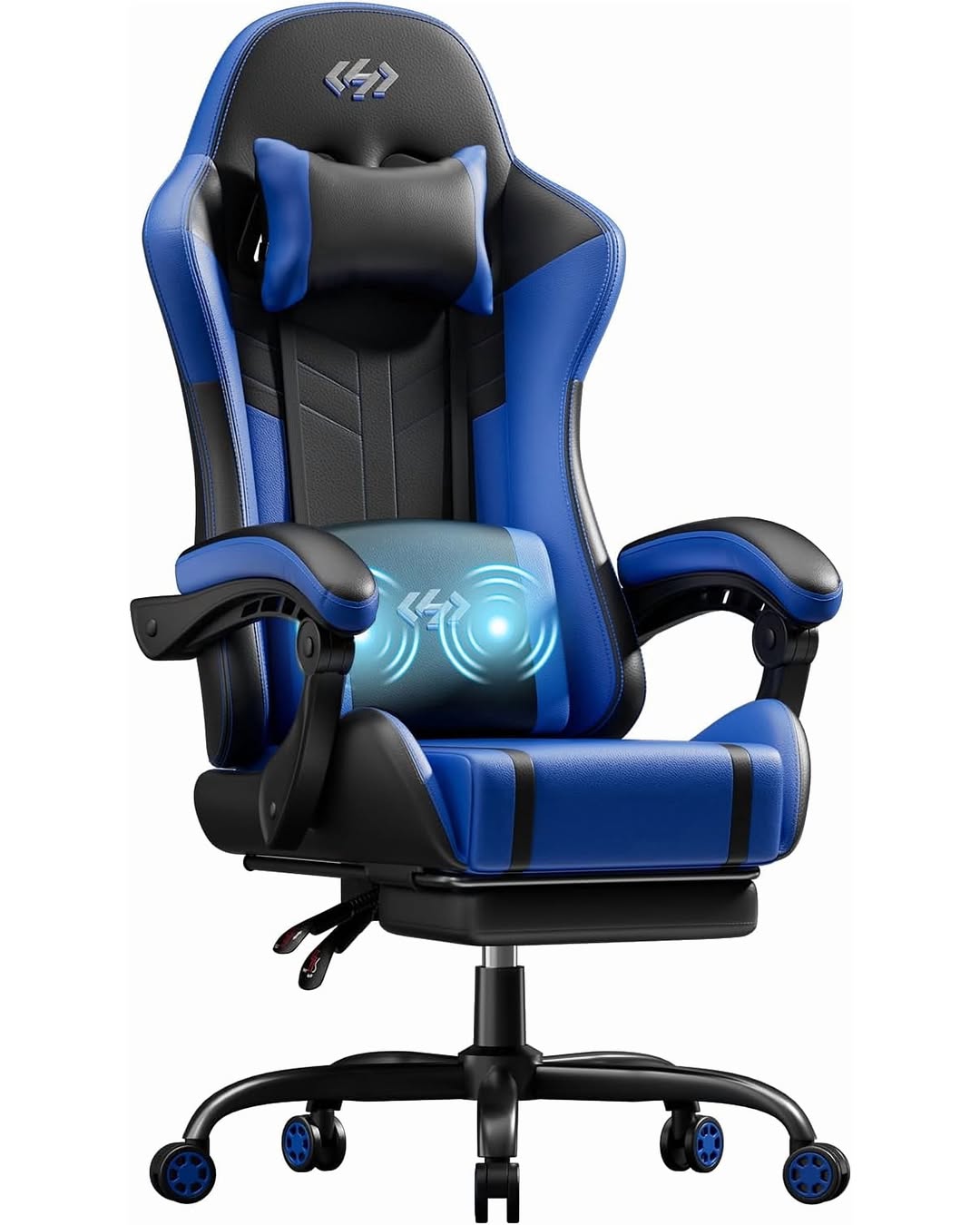 Hldirect Ergonomic High Back Gaming Chair With Pocket Spring Cushion, Game Chair With Footrest & Lumbar Massage, Gamer C