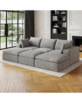 Ywen 102" Cloud Couch Modular Sectional Sofa, Modern 6 Seat Sleeper Couch With Ottoman, Fluffy Corduroy Upholstery Bonel