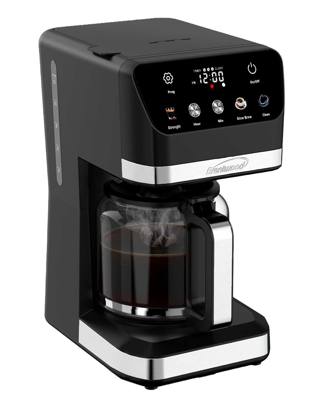 Brentwood 12-cup 900-watt Digital Drip Coffee Maker With Touch Display, Brew Strength Selector, And Slow Brew