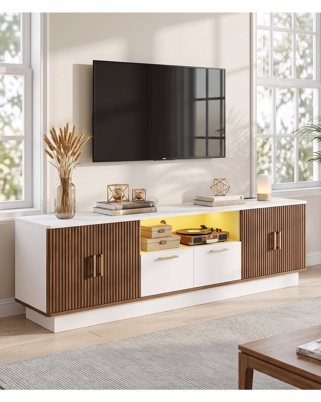 Ipkig 70" Tv Stand With Rgb Led Lights & Power Outlets, Tv Console For Tvs Up To 80", Entertainment Center With Storage